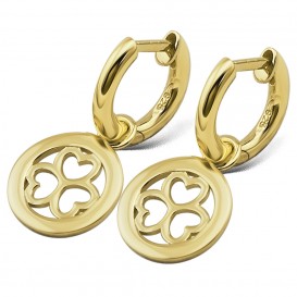 JWLS4U JE015G Oorringen Hearts zilver goudkleurig 25 mm
