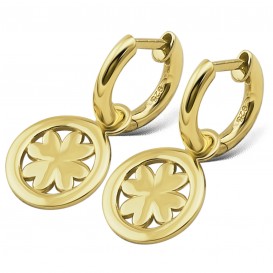 JWLS4U JE016G Oorringen Lucky Leaf zilver goudkleurig 25 mm