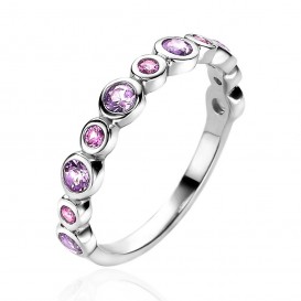 Zinzi ZIR2041 Ring zilver met zirconia paars-roze Maat 56