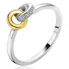 Zinzi ZIR2102 Ring Verbonden zilver-zirconia zilver-en goudkleurig-wit Maat 5-1