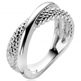 Zinzi ZIR2242 Ring Cross Over Glad-Bol zilver