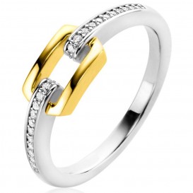 Zinzi ZIR2297 Ring zilver-zirconia goud-en zilverkleurig-wit