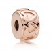 Pandora Rose 781978 Clip-Stopper Bedel zilver rosekleurig Row of Hearts-1