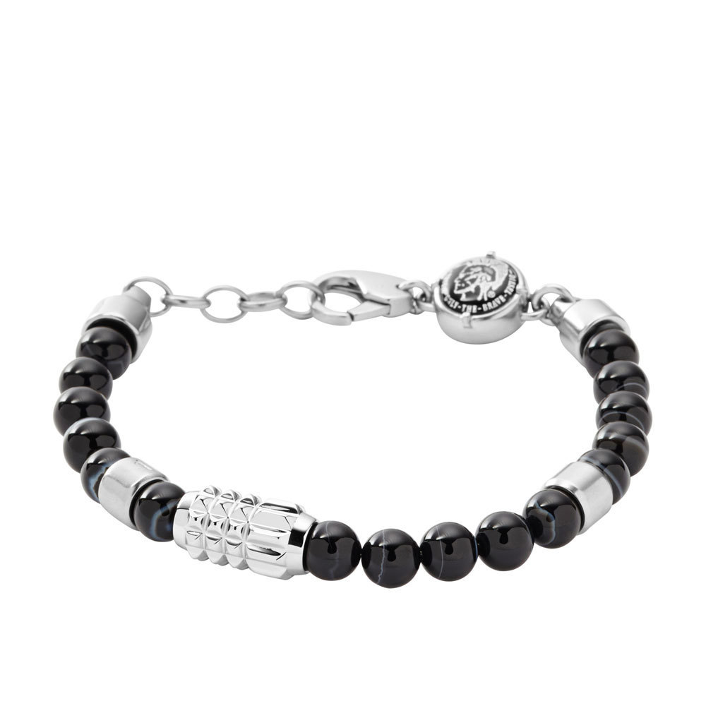 Image of Diesel DX0847040 Armband beads zwart-zilverkleurig 18-19,5 cm 40025